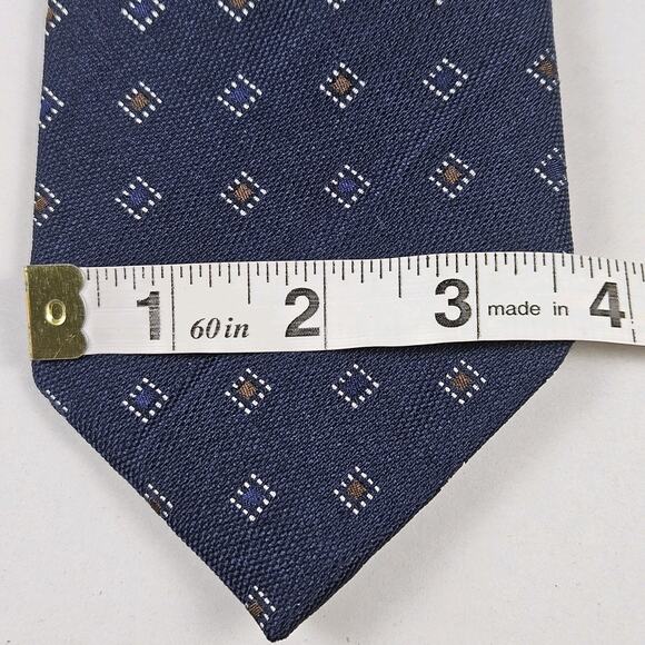 CANALI Men 100% Silk Necktie Luxury Navy Blue Geometric Diamond Italian Designer - Picture 8 of 10